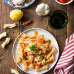 pasta con rana pescatrice e pomodorini-